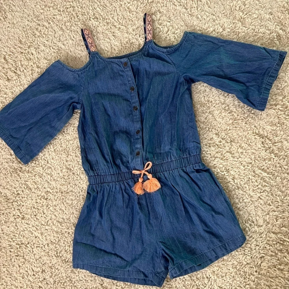 Kids Size 6 Jessica Simpson Blue Denim Romper NWT